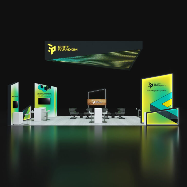 PE3040 058 — 30x40 trade show booth rental by Pure Exhibits