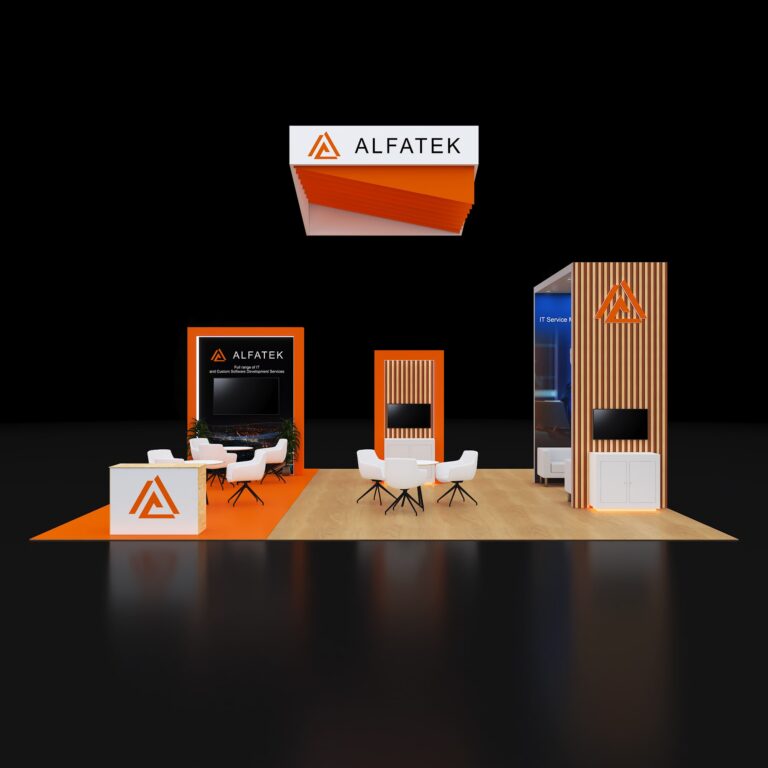 PE3030 129 — 30x30 trade show booth rental by Pure Exhibits