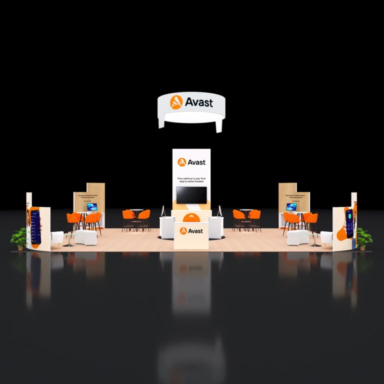 PE3040 119 — 30x40 trade show booth rental by Pure Exhibits