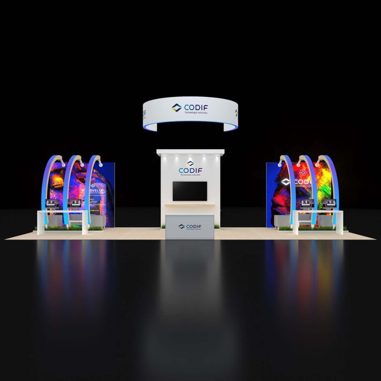 PE2050 122 — 20x50 trade show booth rental by Pure Exhibits