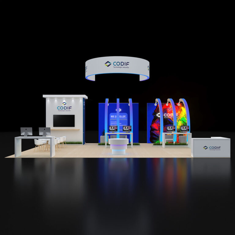 PE3040 123 — 30x40 trade show booth rental by Pure Exhibits