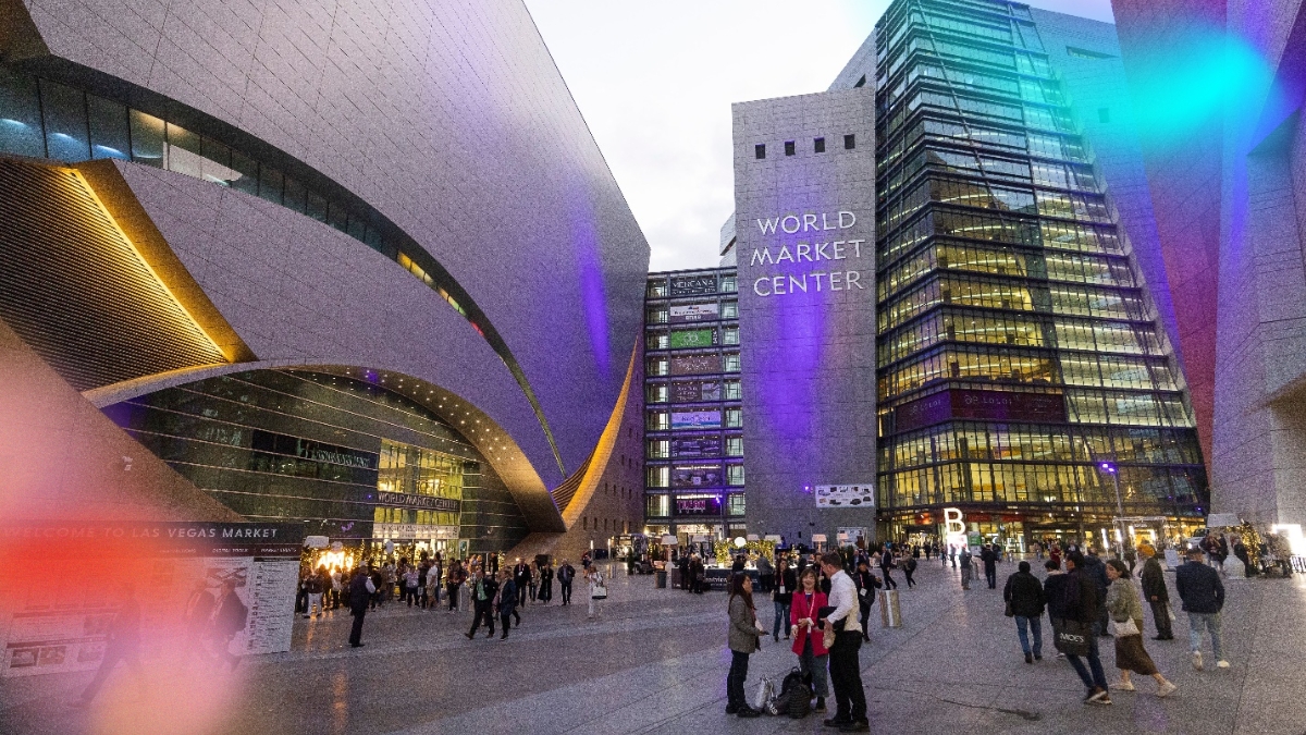Trade show booth rental at Las Vegas Market 2026 displaying home furnishings at World Market Center