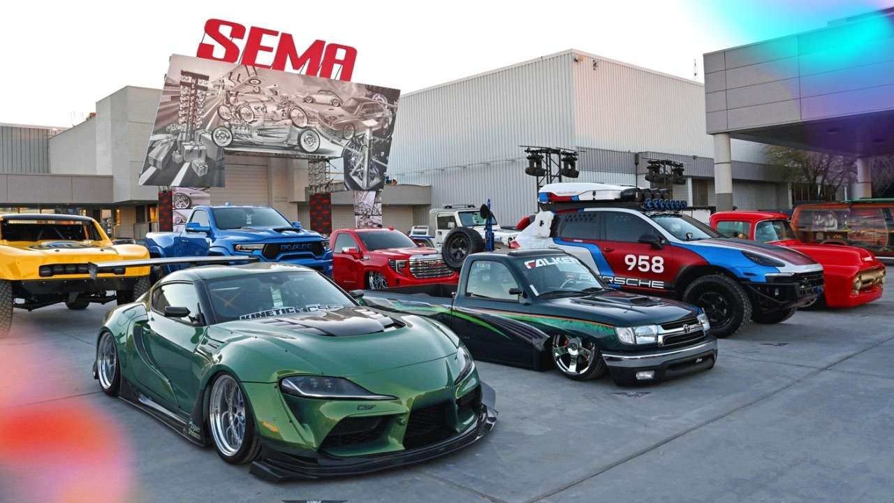 Trade show booth rental at SEMA Show 2026 featuring automotive aftermarket and custom vehicle exhibits