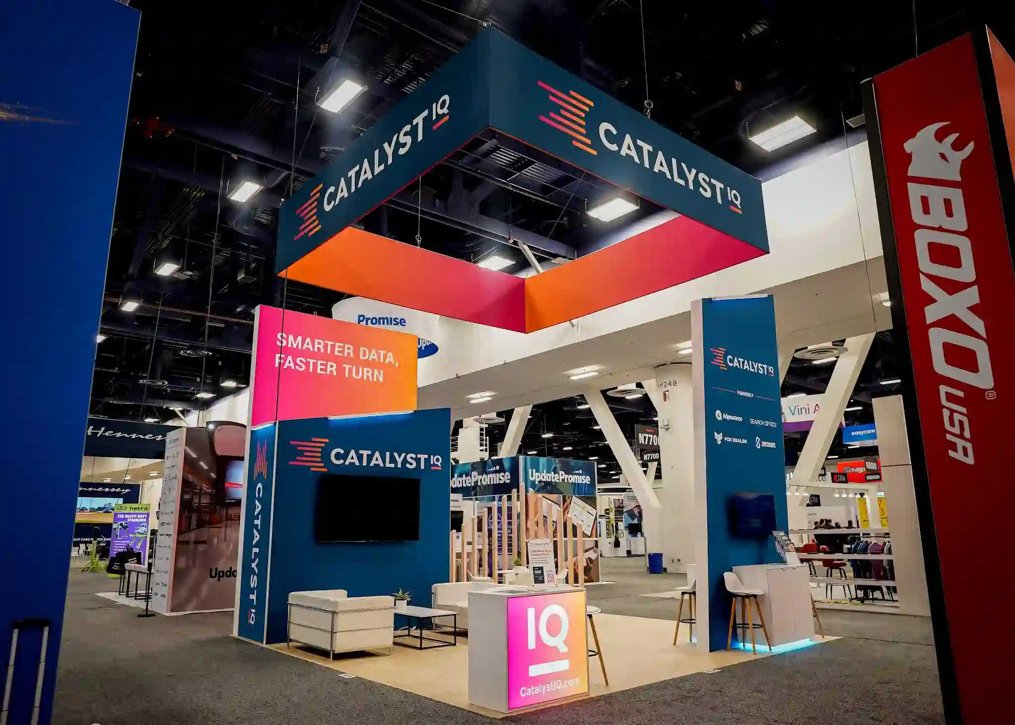 Opposite corner with LED screen, Smarter Data messaging, and IQ counter