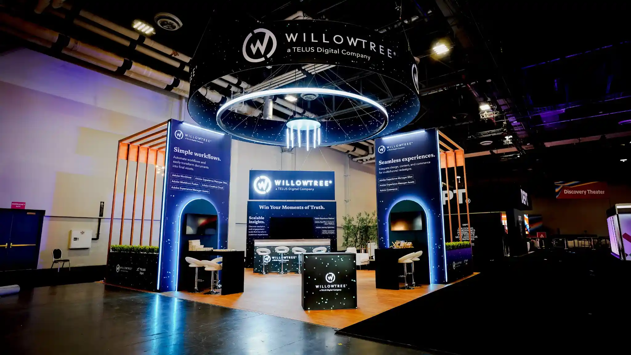 WillowTree 30x30 custom exhibit rental built by Pure Exhibits