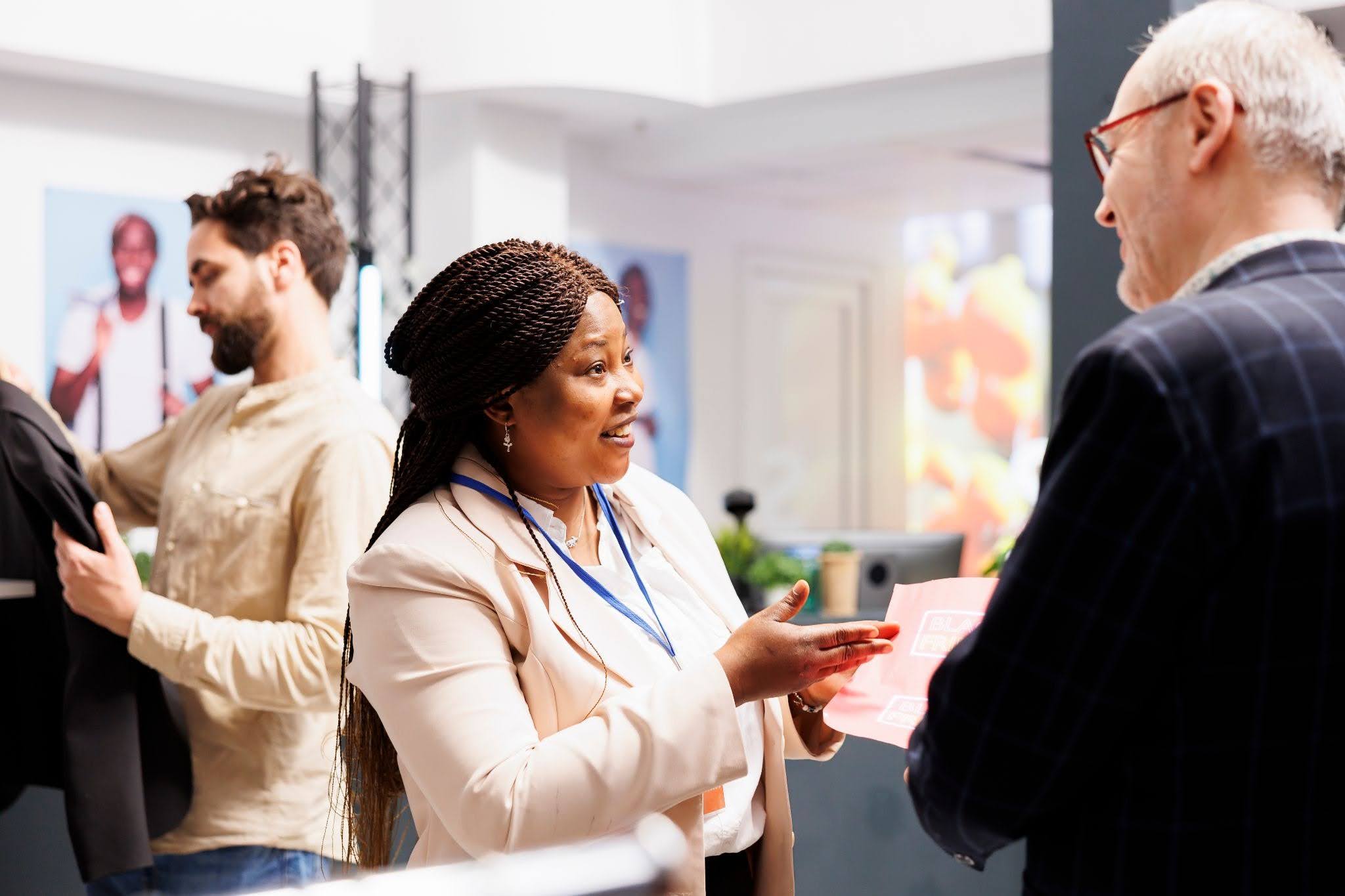 first time trade show exhibitor guide — new exhibitor reviewing show floor layout at Las Vegas convention center