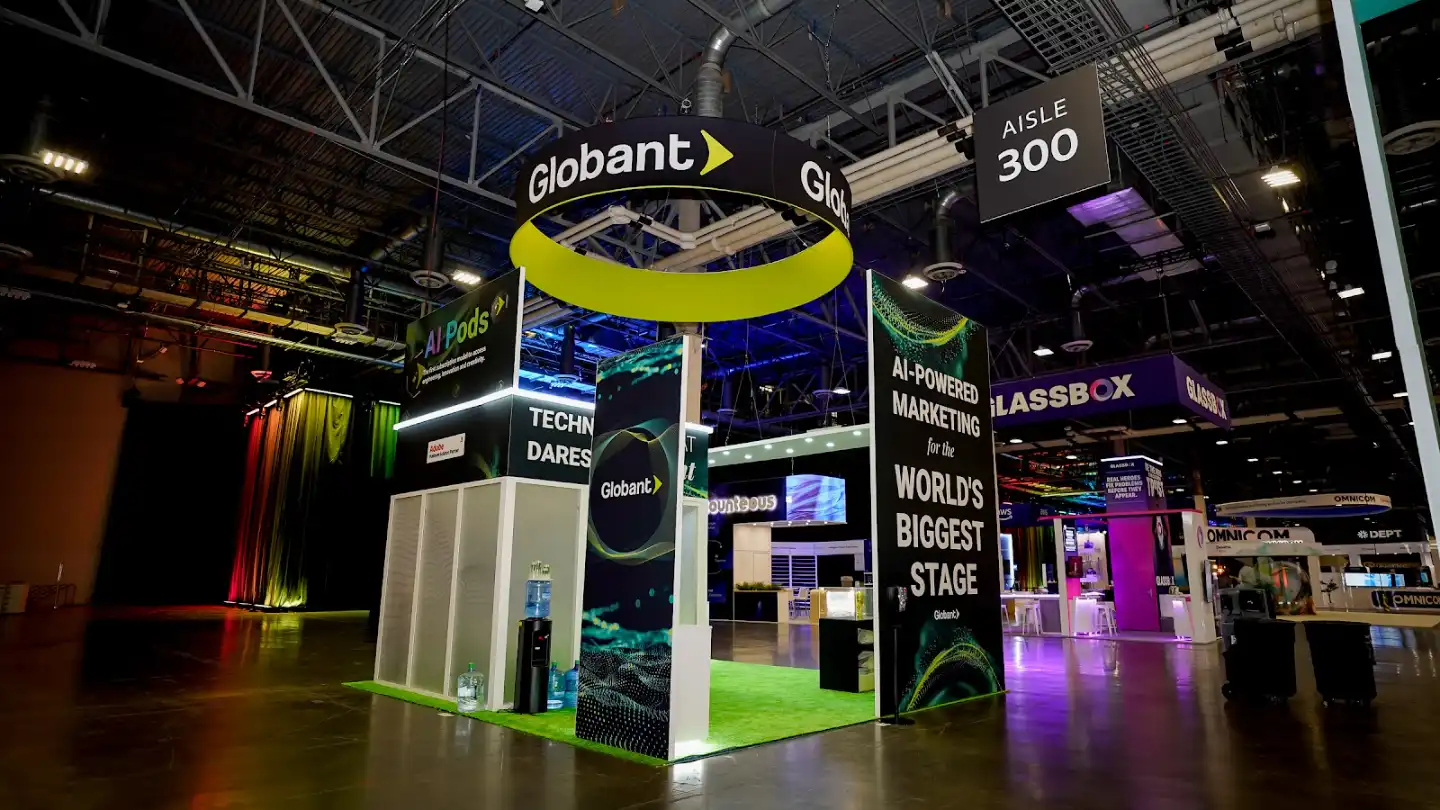 Globant trade show booth at Adobe Summit 2026 built by Pure Exhibits