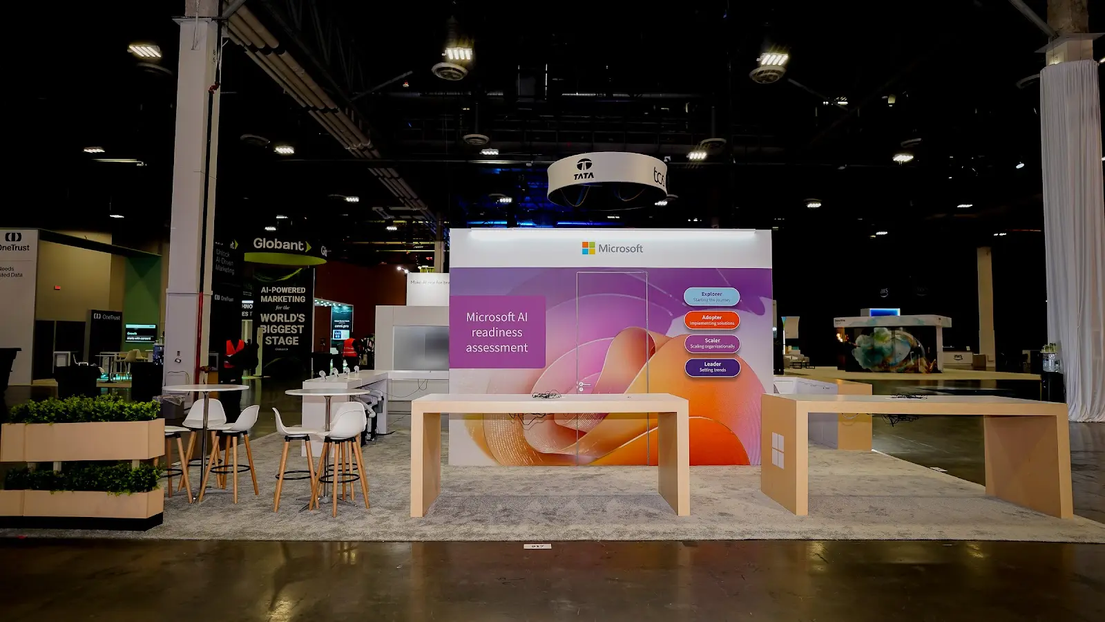 AI readiness assessment station in the Microsoft booth at Adobe Summit 2026, set up for visitors to work through a guided evaluation