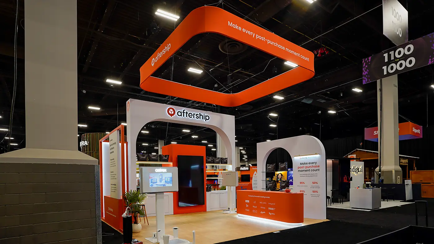 AfterShip 20×20 trade show exhibit at Shoptalk Spring 2026, Las Vegas