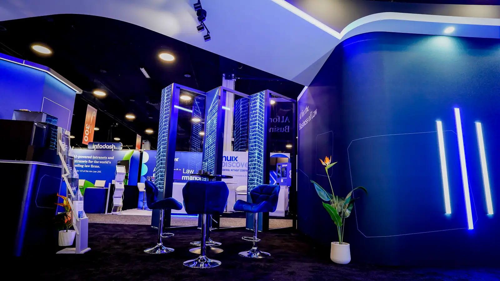 Lounge seating area inside the Fulcrum GT booth at ILTACON 2026